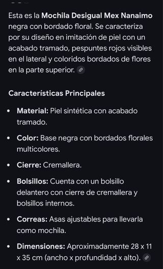 Mochila Desigual Negra Flores Bordadas
