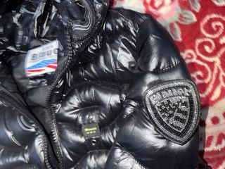 Blauer Giubbotto donna con Patch Glitter