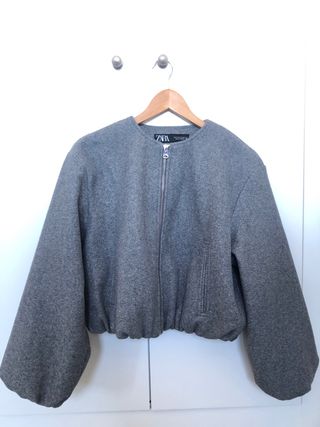 Chaqueta Zara Bomber Gris Talla S