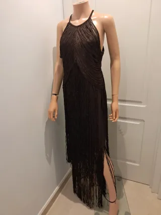 Vestido largo fiesta y evento marrón