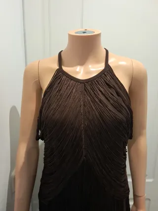 Vestido largo fiesta y evento marrón