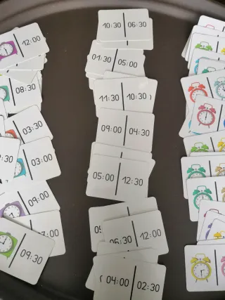 Lote 3 juegos cartas dómino Aprender las horas