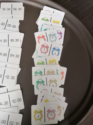 Lote 3 juegos cartas dómino Aprender las horas