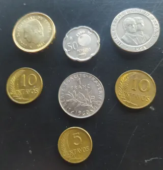 Set di 7 monete, Franchi Spagnoli e Centesimi