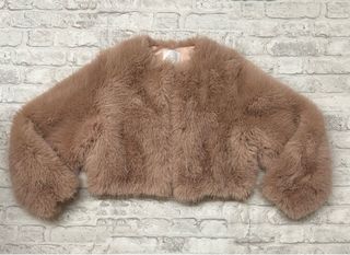 Chaqueta Pelo Crop Mango Rosa