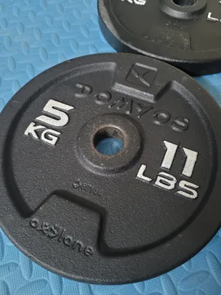 3x Dischi Pesi Domyos 5 Kg (11 Lbs)