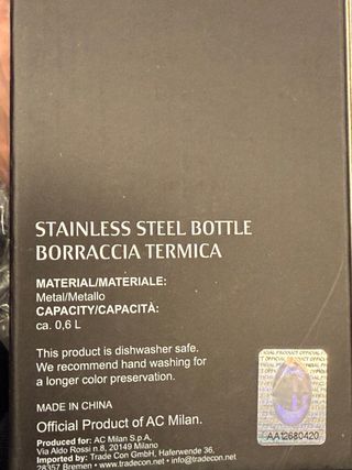 Borraccia Ufficiale Milan 1899