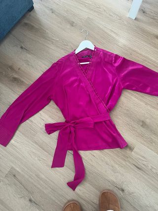 Blusa cruzada Punto Roma T50 fucsia