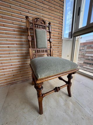 Conjunto 6 Sillas Antiguas Madera Maciza