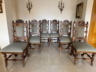 Conjunto 6 Sillas Antiguas Madera Maciza
