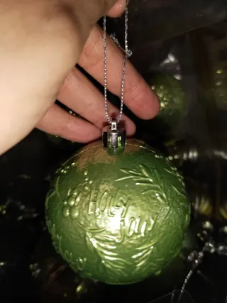 Lote bolas Navidad verdes y doradas