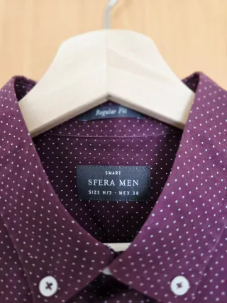 Camisa Sfera Men Talla M , Lunares Granate