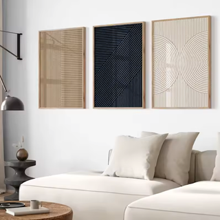 Tre quadri minimalisti astratti nuovi in triptico