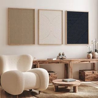 Tre quadri minimalisti astratti nuovi in triptico