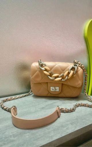 Borsa tracolla/mano pelle trapuntata beige