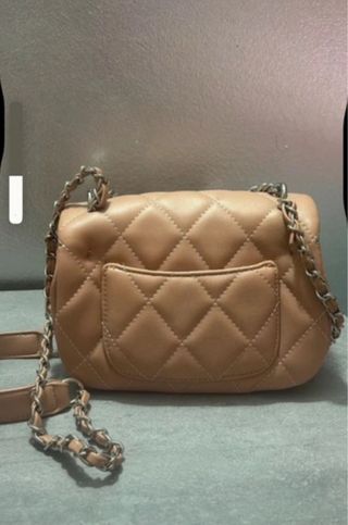 Borsa tracolla/mano pelle trapuntata beige