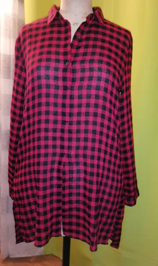 Vestido camisero Benetton cuadros T. U