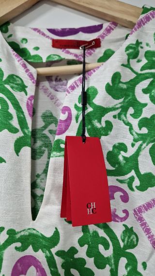 Vestido Carolina Herrera Talla M Verde/Morado