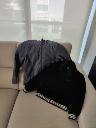 Chaquetas de invierno gris jaspeado azul y negro