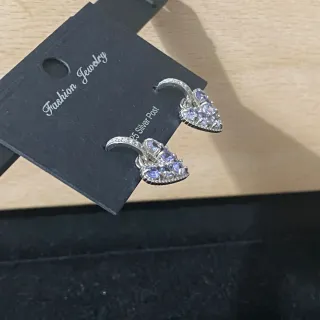 Pendientes Corazón Tanzanita Natural Plata