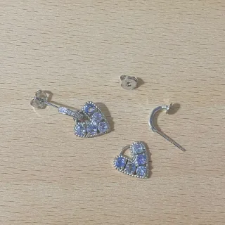 Pendientes Corazón Tanzanita Natural Plata