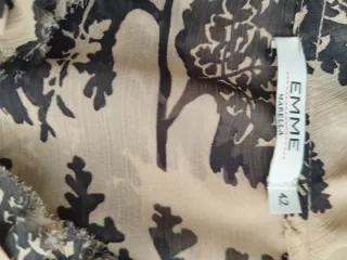 Camicia fantasia foglie beige/nera