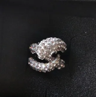 Anillo serpiente brillante ajustable plata