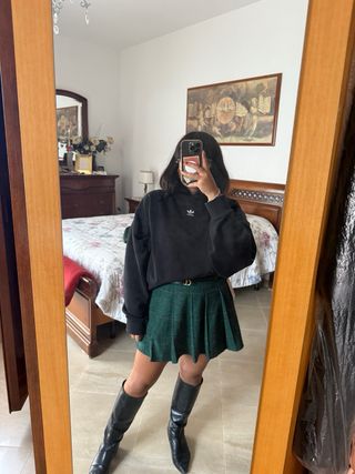 Completo blazer e gonna scozzese verde