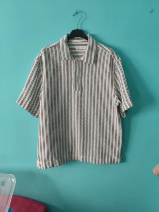 Blusa Zara Rayas Gris y Blanca Talla XL