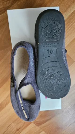 Merceditas niña terciopelo gris talla 31
