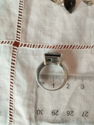 Sortija y pendientes plata espinela negra