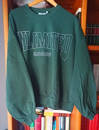 Sudadera Oversize Mujer Verde Talla L grande