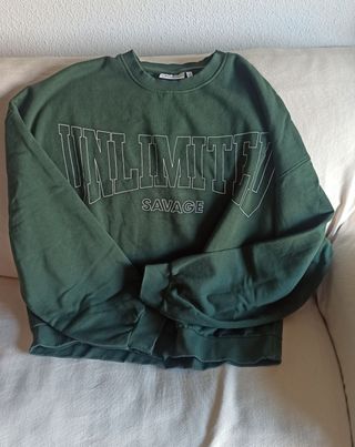 Sudadera Oversize Mujer Verde Talla L grande