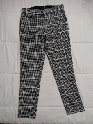 Pantalón cuadros blanco y negro