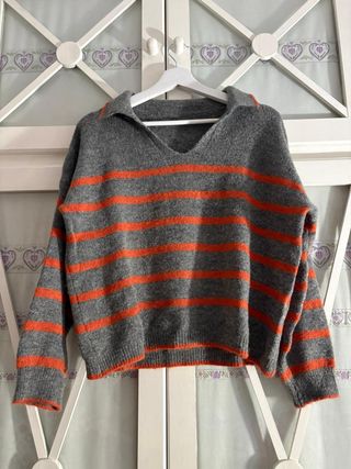 Jersey rayas gris y naranja