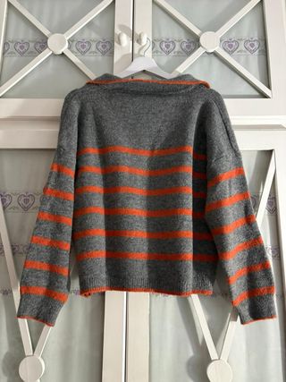 Jersey rayas gris y naranja