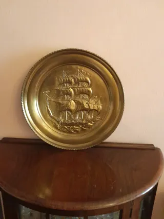 Plato decorativo estaño galeón