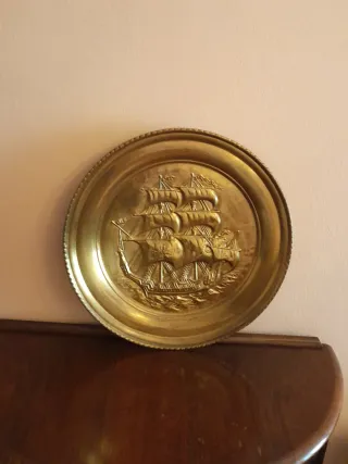 Plato decorativo estaño galeón