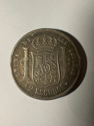 Moneda Isabel 2ª 1867 2 Escudos
