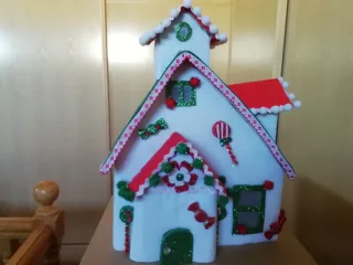 Casita Decoración Navidad Tela