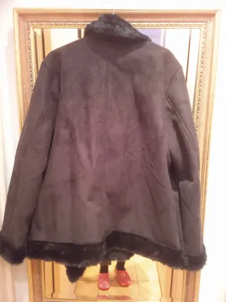 Chaqueta Piel Sintética y Borrego Negra