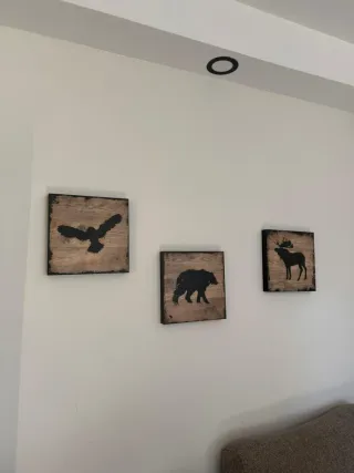 Set 3 Cuadros Siluetas Animales Nórdicas Madera