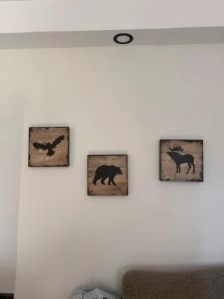 Set 3 Cuadros Siluetas Animales Nórdicas Madera