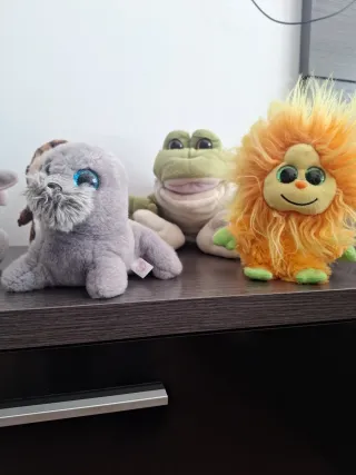 Lote Peluches Animales (Gato, Elefante, Búho, Foca