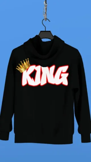 Sudadera Negra con Corona y KING en Dtf