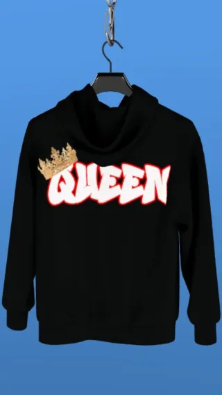 Sudadera Negra con Corona y KING en Dtf