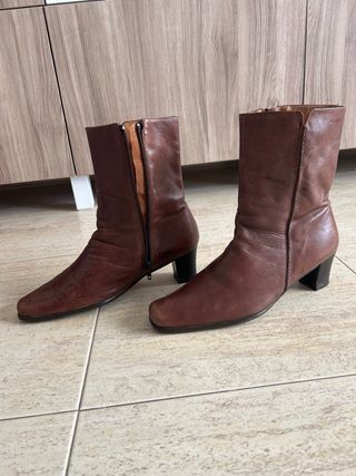 Botín de piel marrón mujer talla 42