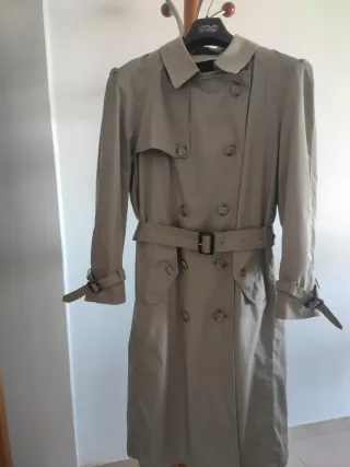 Gabardina Larga Beige Talla L Mujer