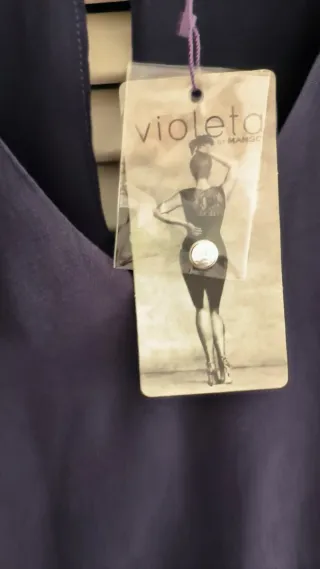 Vestido cóctel Violeta by Mango con etiquetas