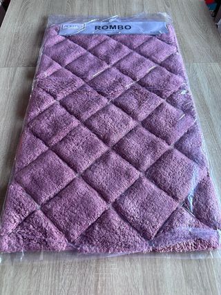 Tappeto Bagno 50x80 Rosa Rombo Puro Cotone